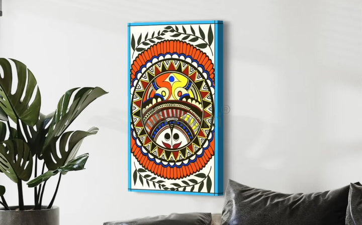 Colourful Madhubani Art Painting Canvas Painting (Set of 3) Fish 24X16 inch