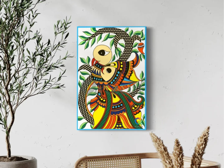 Colourful Madhubani Art Painting Canvas Painting (Set of 3)