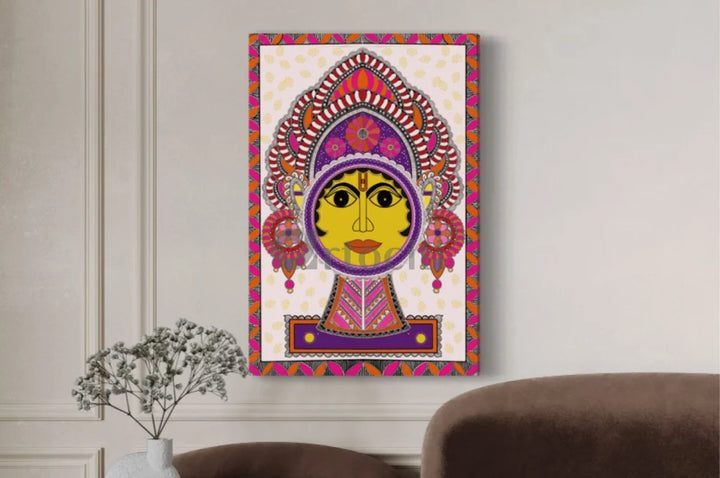 Colourful Madhubani Art Painting Canvas Painting (Set of 3)