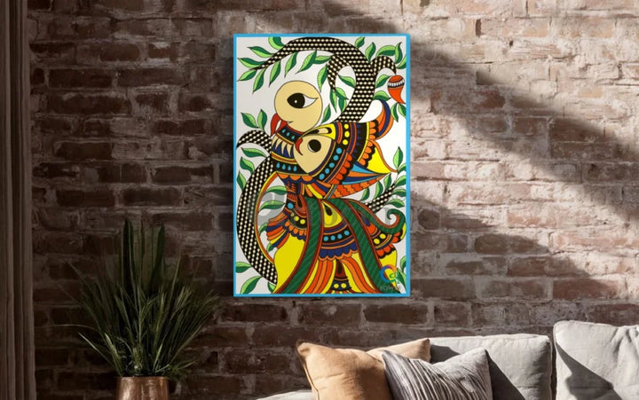 Colourful Madhubani Art Painting Canvas Painting (Set of 3)