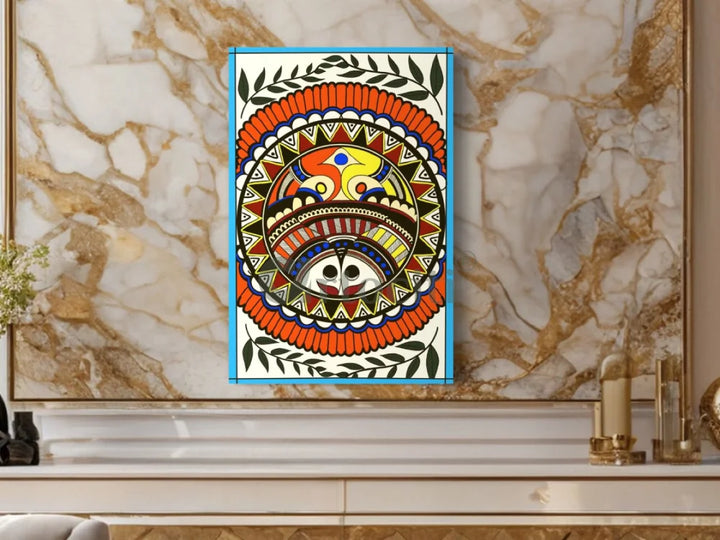 Colourful Madhubani Art Painting Canvas Painting (Set of 3)