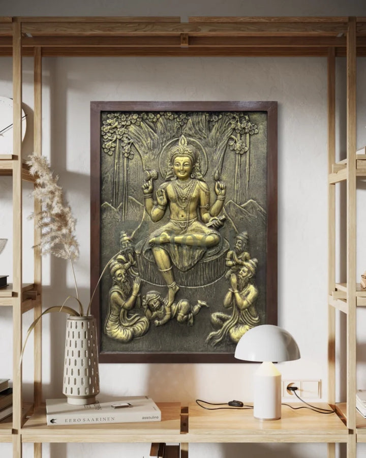 Divine Enlightenment Dakshinamurthy 3D Relief Mural wall art