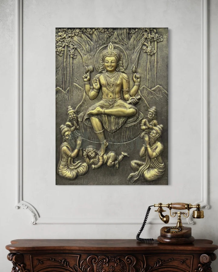 Divine Enlightenment Dakshinamurthy 3D Relief Mural wall art