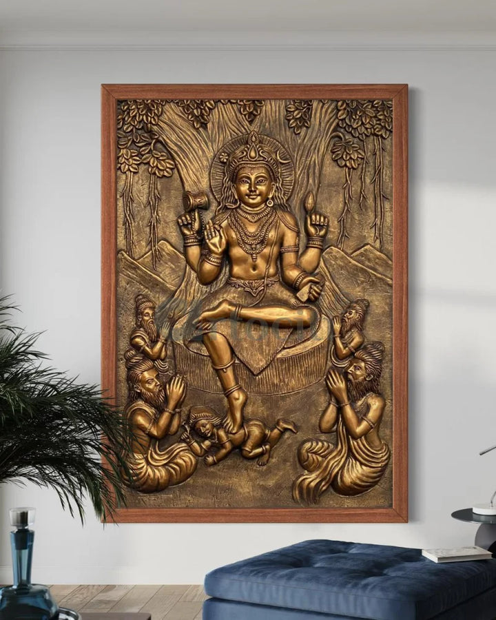 Divine Enlightenment Dakshinamurthy 3D Relief Mural wall art