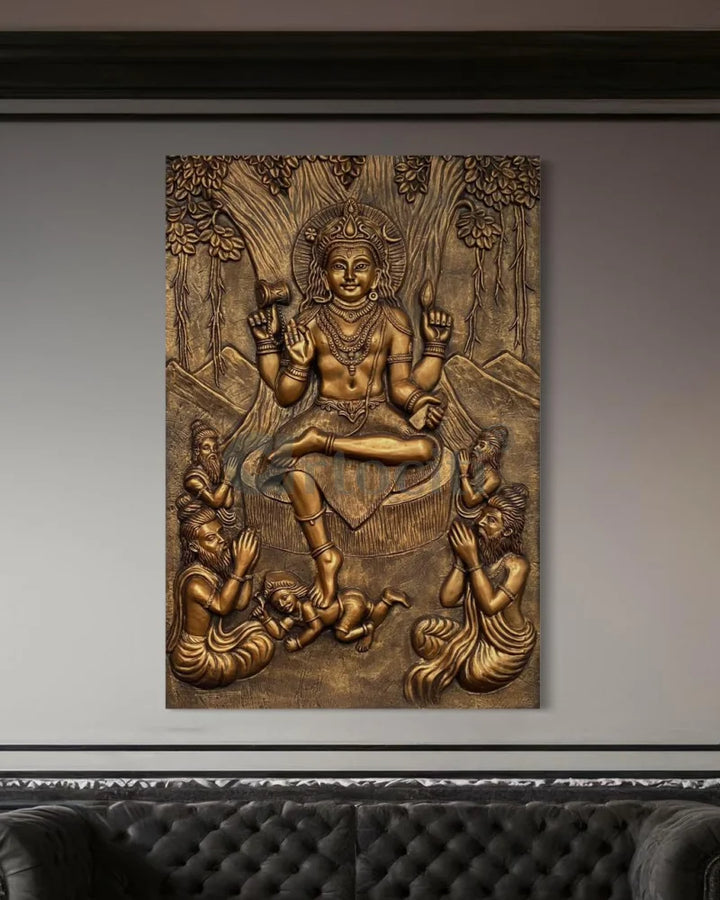 Divine Enlightenment Dakshinamurthy 3D Relief Mural wall art