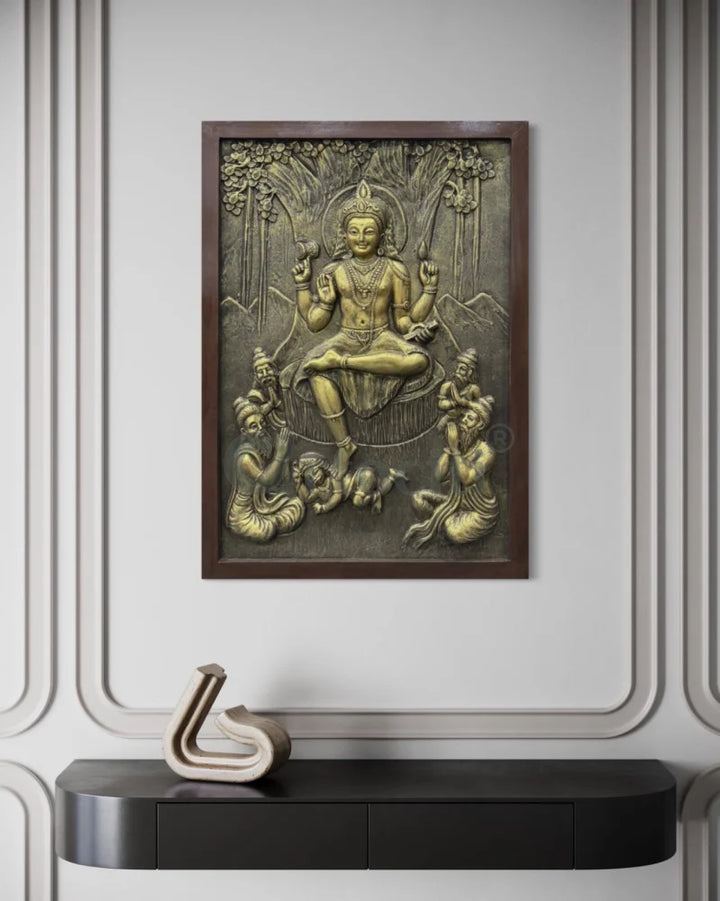 Divine Enlightenment Dakshinamurthy 3D Relief Mural wall art