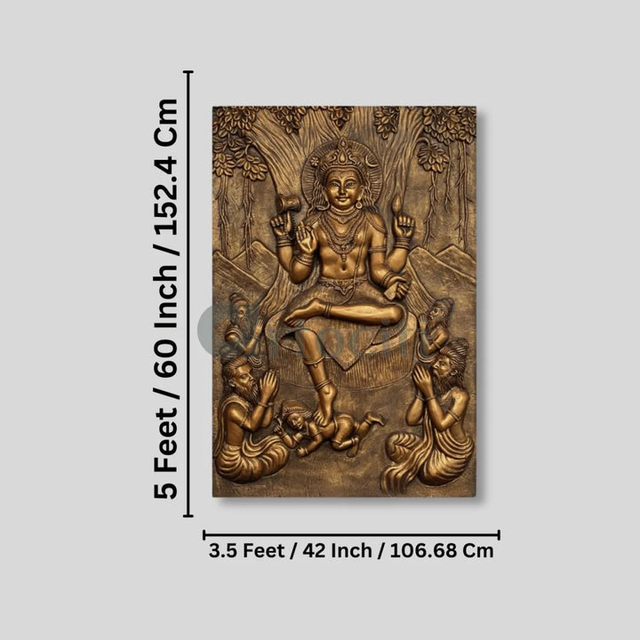 Divine Enlightenment Dakshinamurthy 3D Relief Mural wall art