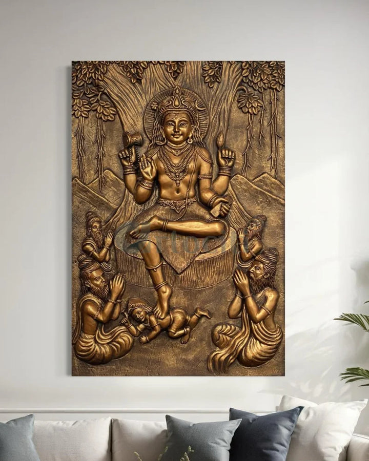 Divine Enlightenment Dakshinamurthy 3D Relief Mural wall art