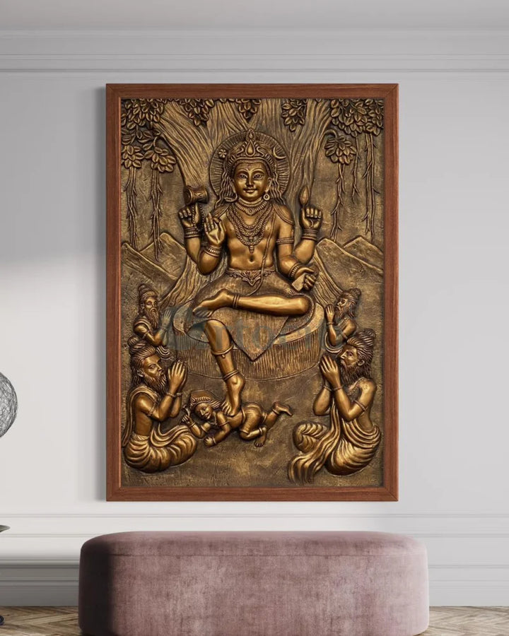 Divine Enlightenment Dakshinamurthy 3D Relief Mural wall art