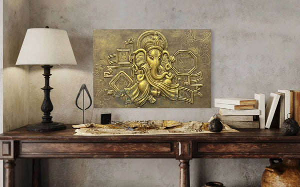Divine Ganesha 3D Relief Mural