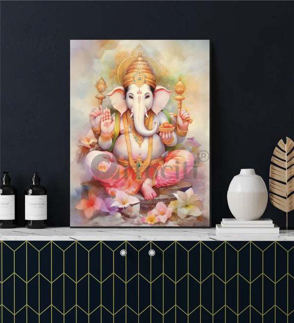 Divine Lord Ganesha Giclee Print Gallery Wrapped Ganesha Wall Decor