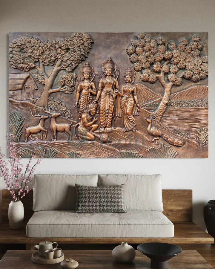 6x4 feet Divine Ram Darbar 3D Relief Mural 8X5 Feet / Unframed / Bronze