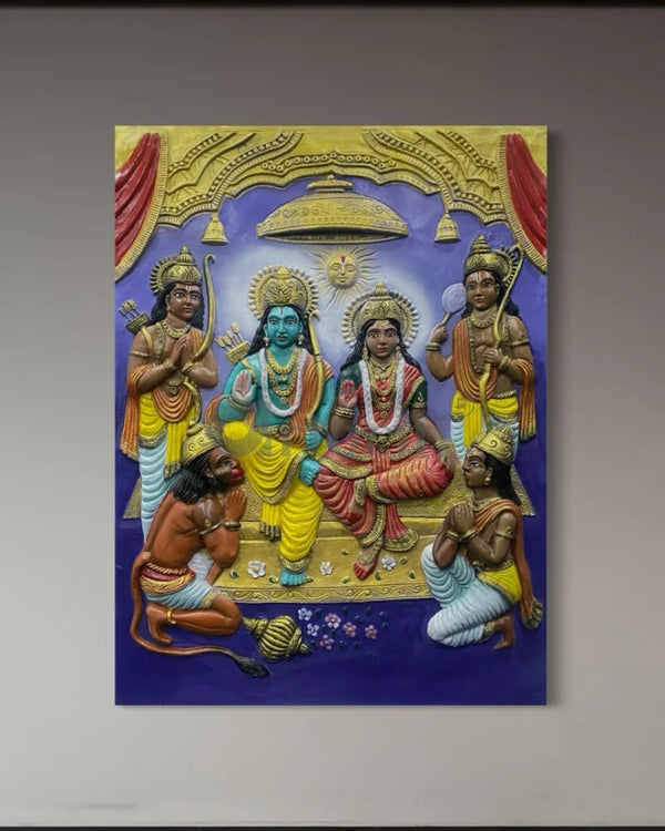 Divine Ram Darbar 3D Relief Mural Wall Art Multi / Frameless