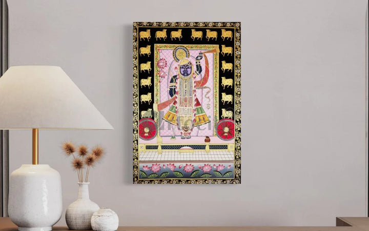 Divine Splendor Lord Shreenath Ji Pichwai Canvas Giclee Print 24X16 Inches