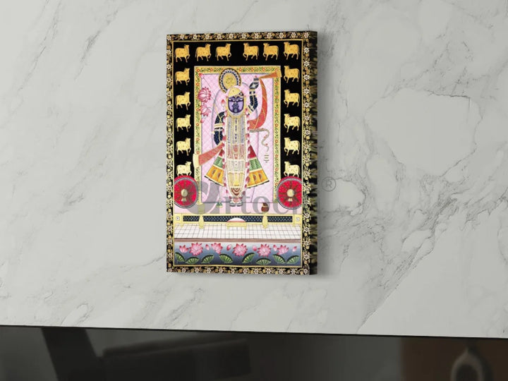 Divine Splendor Lord Shreenath Ji Pichwai Canvas Giclee Print 30X20 Inches