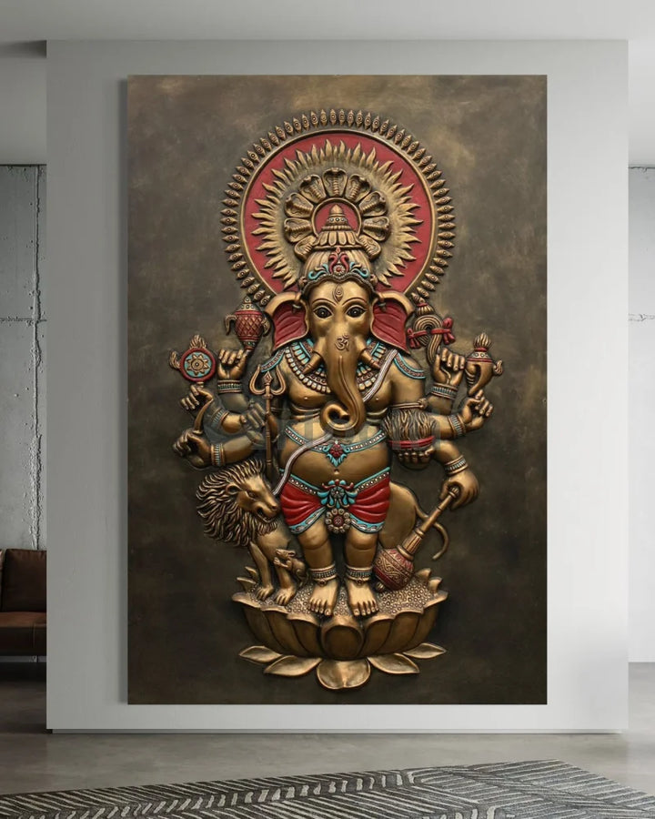 Drishti Ganesha 3D Relief Mural Wall Art Ganesha Wall Decor