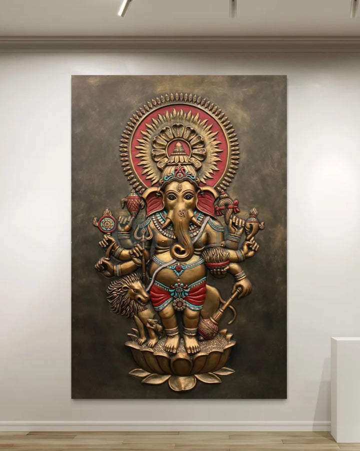 Drishti Ganesha 3D Relief Mural Wall Art Ganesha Wall Decor