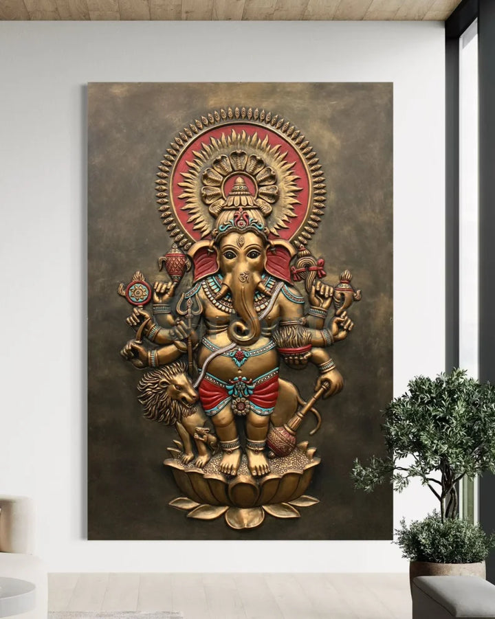 Drishti Ganesha 3D Relief Mural Wall Art Ganesha Wall Decor