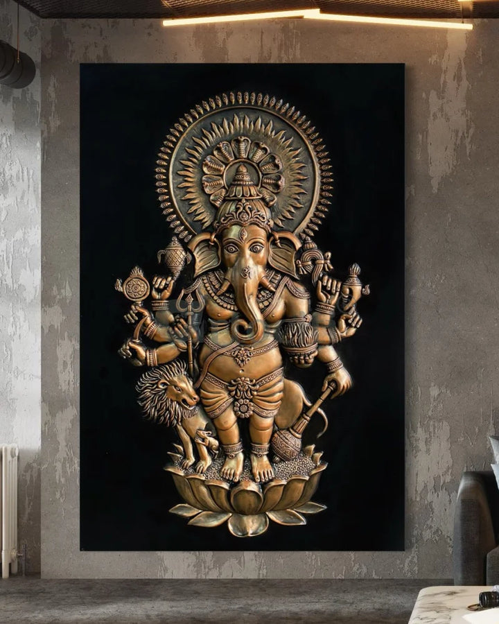 Drishti Ganesha 3D Relief Mural Wall Art Ganesha Wall Decor
