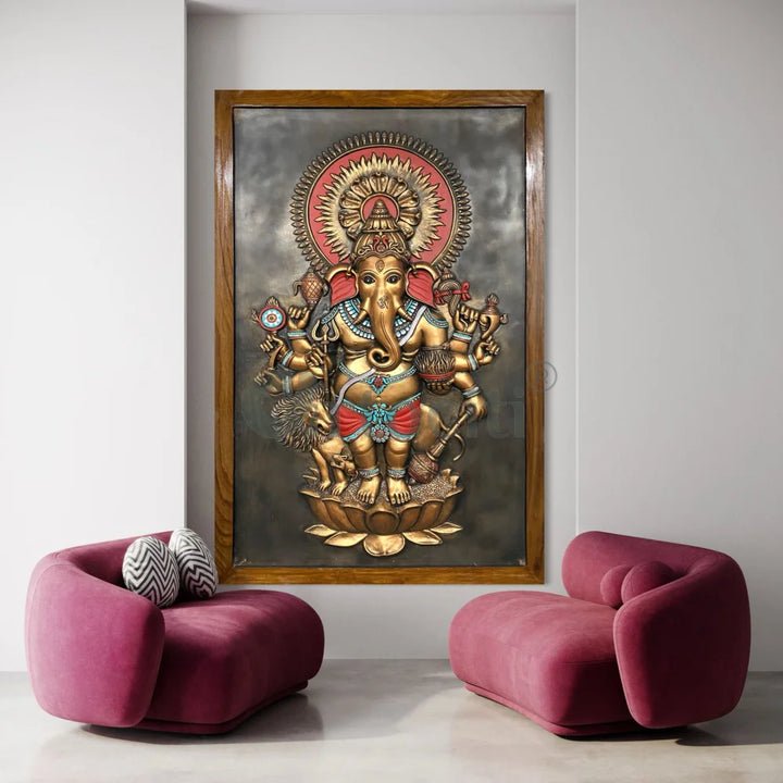 Drishti Ganesha 3D Relief Mural Wall Art Ganesha Wall Decor