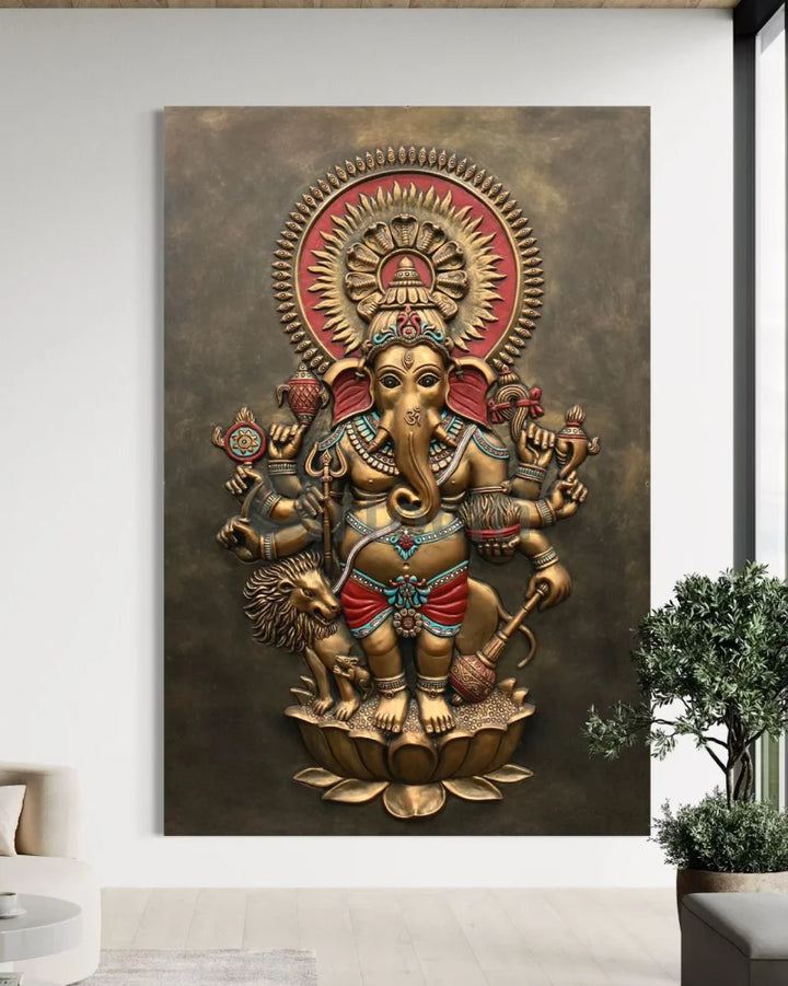 Drishti Ganesha 3D Relief Mural Wall Art Ganesha Wall Decor