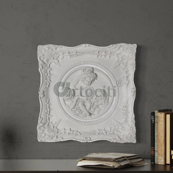 Edward William Wyon Marble Roundels European 3D Wall Sculpture White Marble