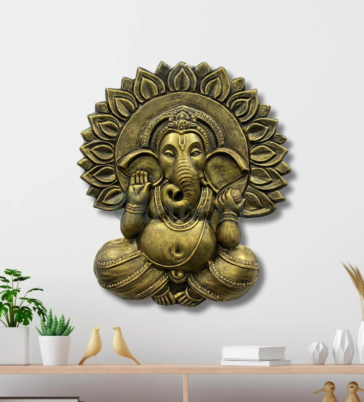 Ganesha with Chakra 3D Relief Mural Wall Art