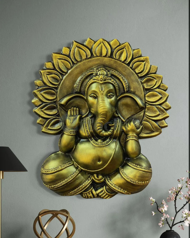 Ganesha with Chakra 3D Relief Mural Wall Art
