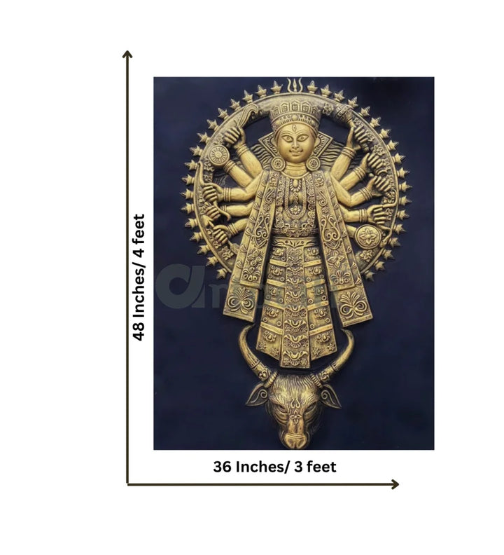 Goddess Durga 3D Relief Mural Wall Art (4x3 feet)