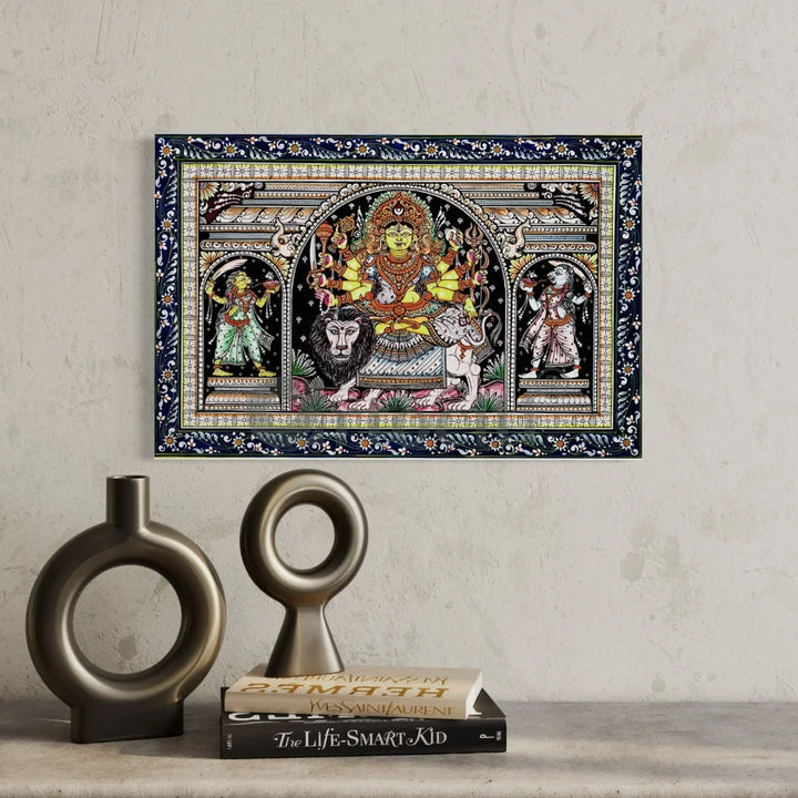 Goddess Durga Orissa Pattachitra Canvas Giclee Print