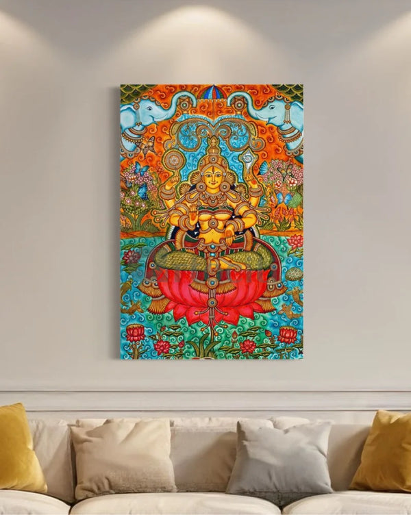 Goddess Lakshmi Maa Kerala Mural Canvas Giclee Print
