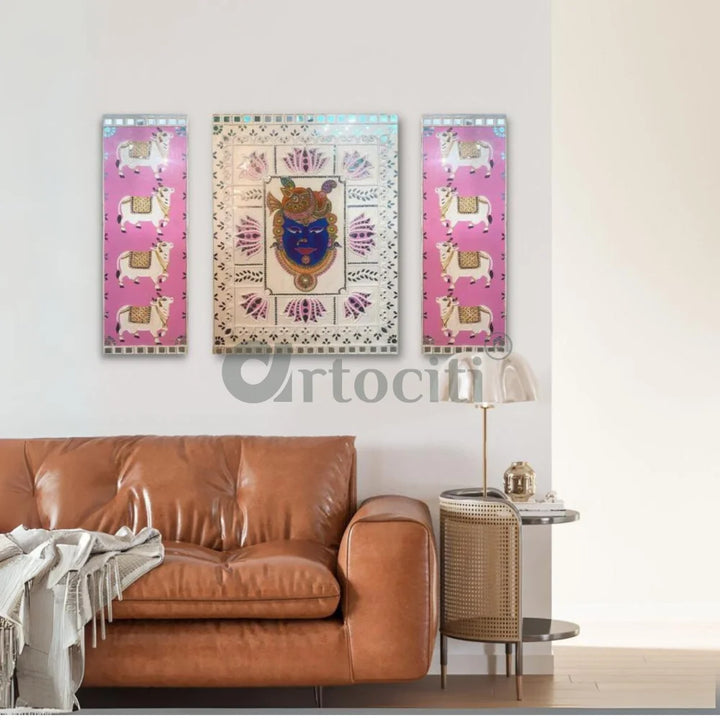 Handmade Krishna Pichwai Lippan Art