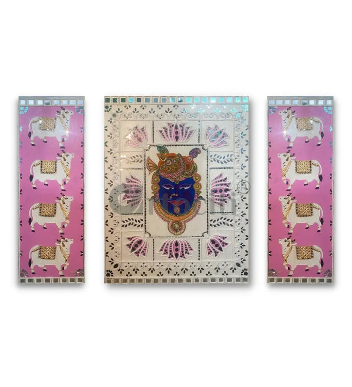 Handmade Krishna Pichwai Lippan Art