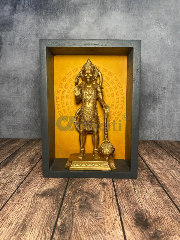Hanuman ji Shadowbox | Spiritual Wall Hanging & Table Décor | Artociti | Sculpture | Table decor display Temple Bronze