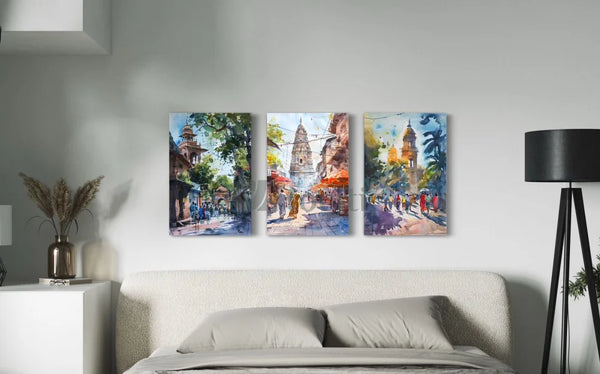 Iconic Indian Cities (Pune) Famous Canvas Set Set of 3 / 24X16 inches