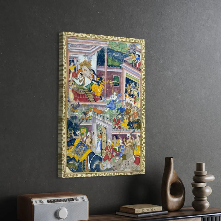 Krishna Kills His Uncle Kamsa Canvas Giclee Print Mughal art