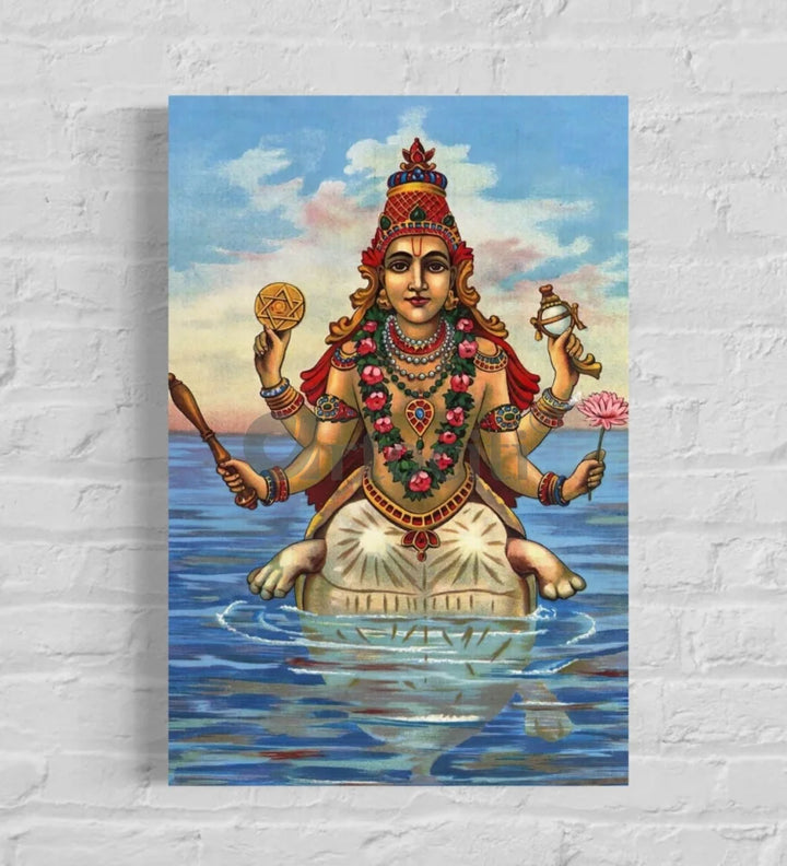 Kurma Avatar by Raja Ravi Varma Famous Canvas Painting 24X16 Inches Raja Ravi Verma