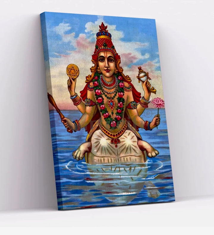 Kurma Avatar by Raja Ravi Varma Famous Canvas Painting 30X20 Inches Raja Ravi Verma