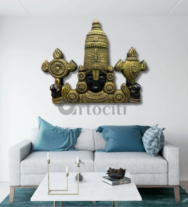 Large size 4 feet Balaji 3D Relief Mural Wall Hanging GoldenBlack