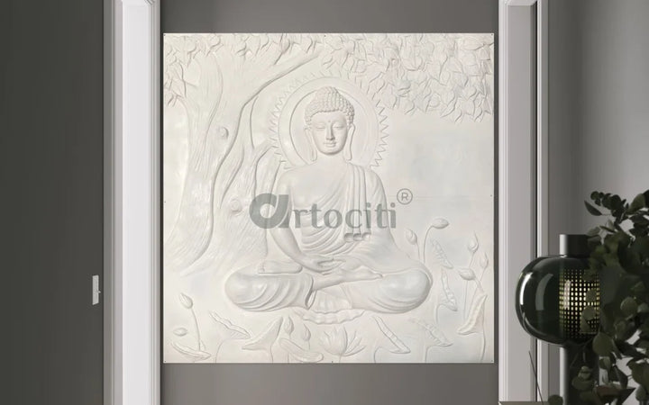 Large size Buddha Under Tree 3D Relief Mural