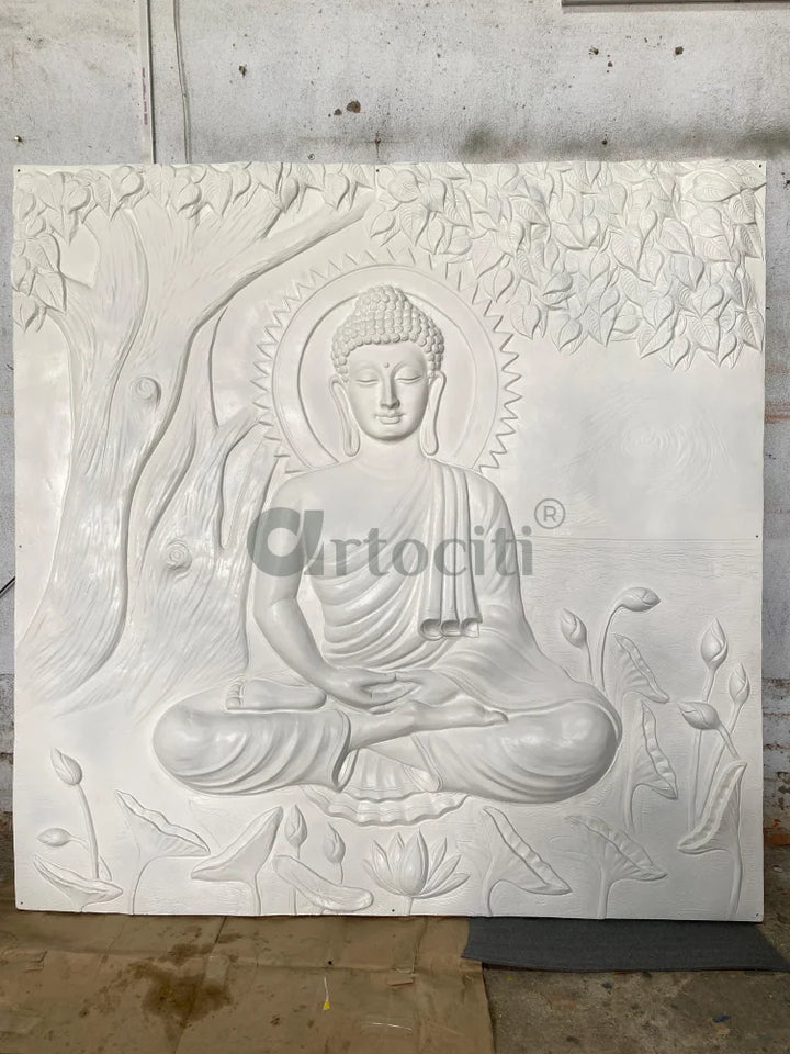 Large size Buddha Under Tree 3D Relief Mural
