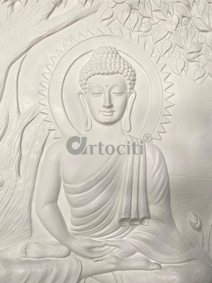 Large size Buddha Under Tree 3D Relief Mural