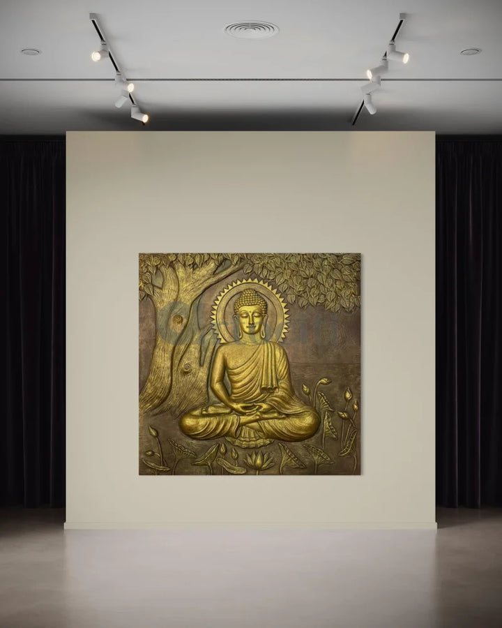 Large size Buddha Under Tree 3D Relief Mural
