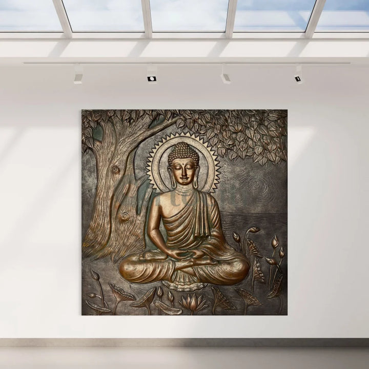 Large size Buddha Under Tree 3D Relief Mural