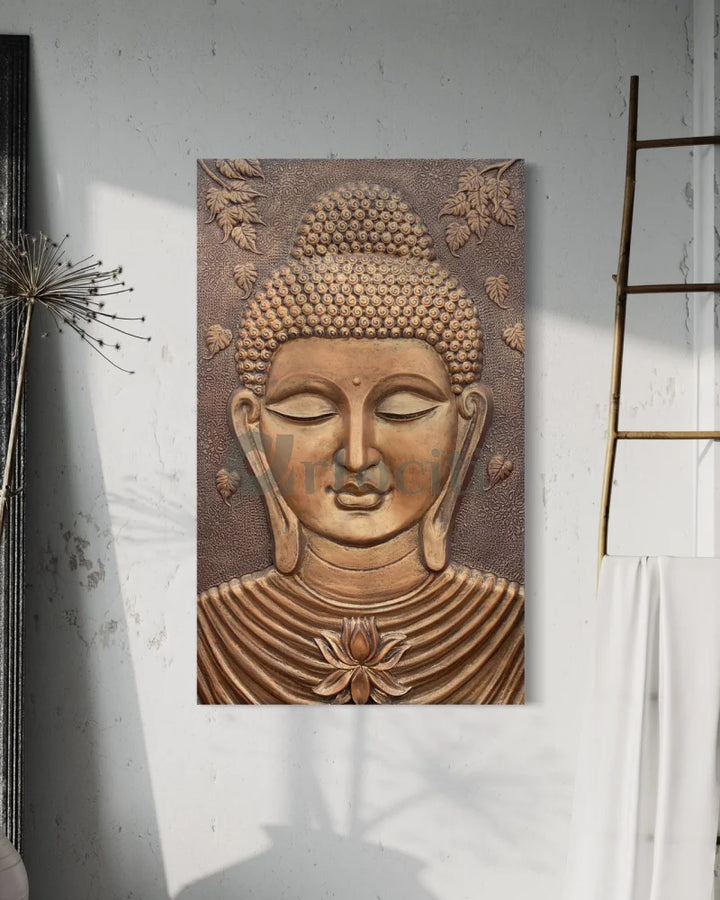 Large size Calm and Peaceful Buddha 3D Relief Mural Bronze / 5x3 (cropped from 6x3)