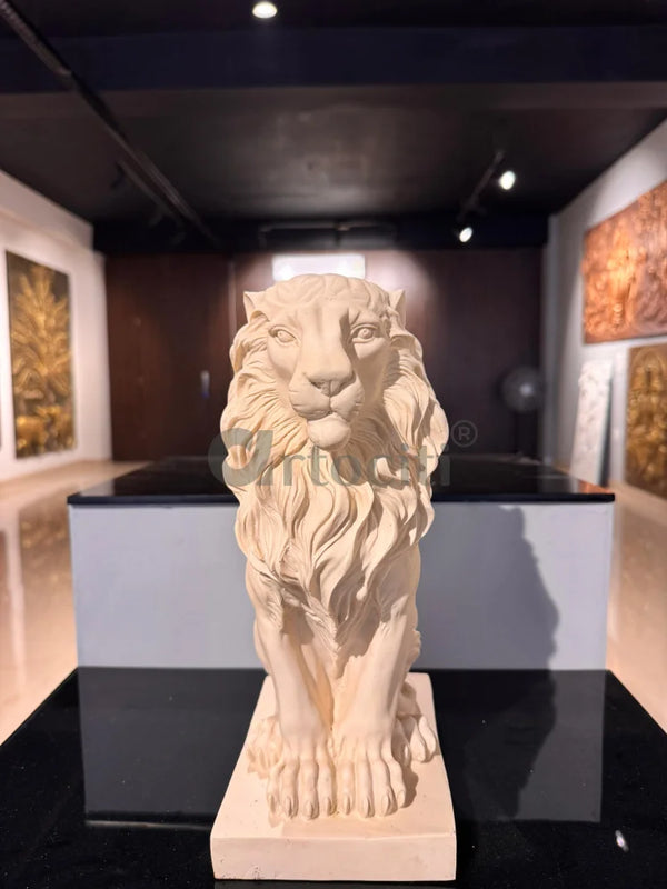 Lion 3D Sculpture | European Marble-Themed | Elegant Relief Sculpture | Table Décor | Lion Statue Cultured Marble