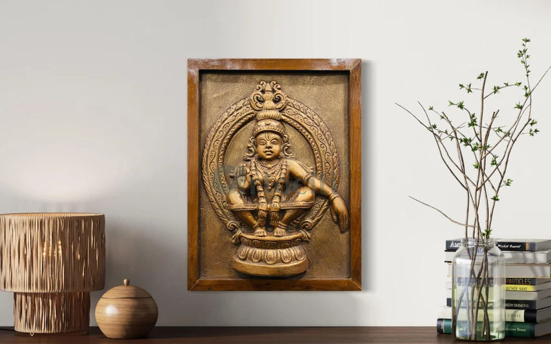 Lord Ayyappa 3D Relief Mural Wall Art 20x15 Inches