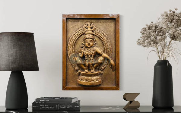 Lord Ayyappa 3D Relief Mural Wall Art 20x15 Inches 20X15 Inches / Bronze