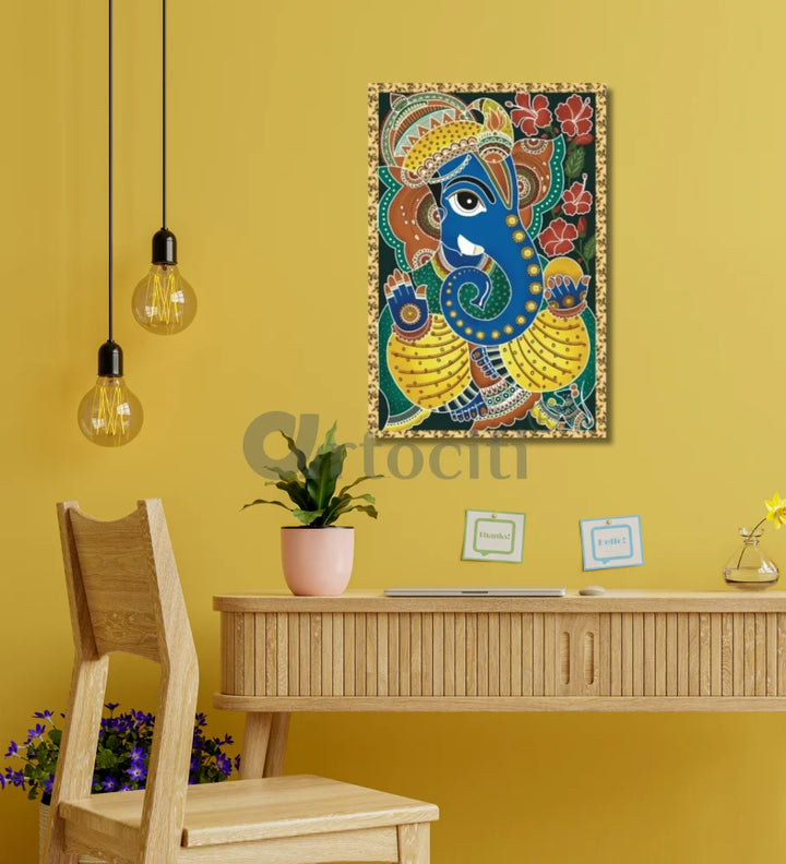 Lord Ganesha Madhubani Art Painting Canvas Print Ganesha Wall Decor