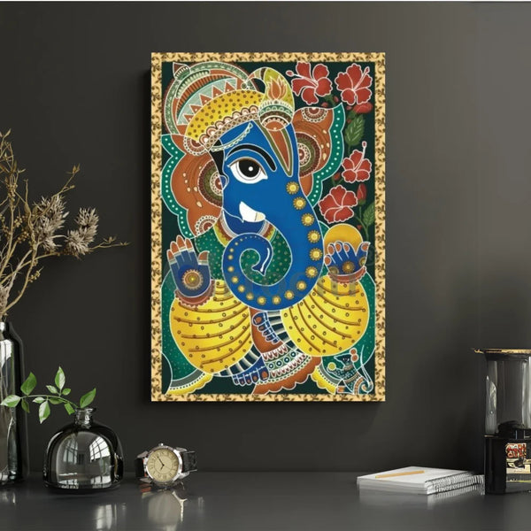 Lord Ganesha Madhubani Art Painting Canvas Print Ganesha Wall Decor